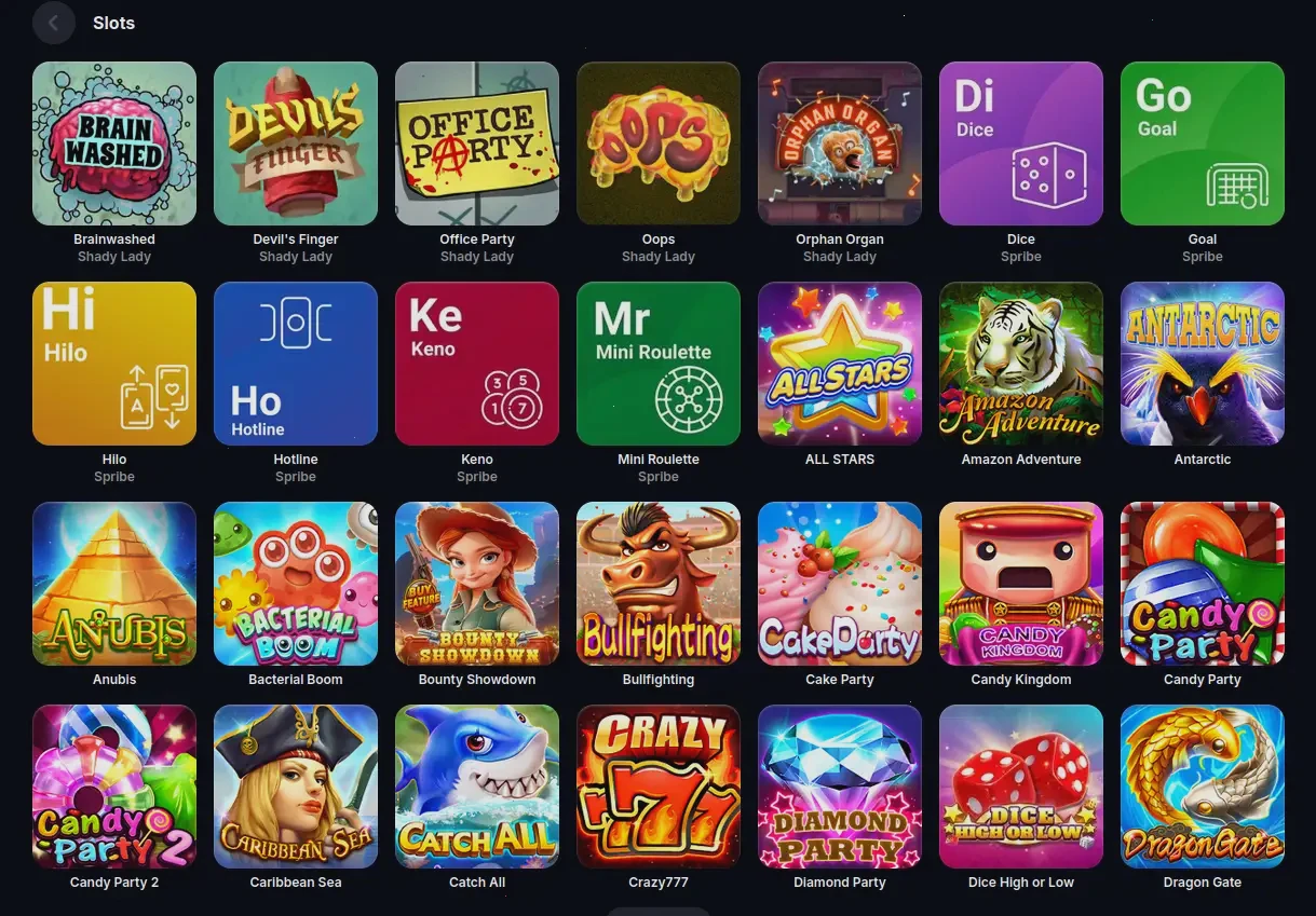 Interface de jeu Donbet casino en ligne